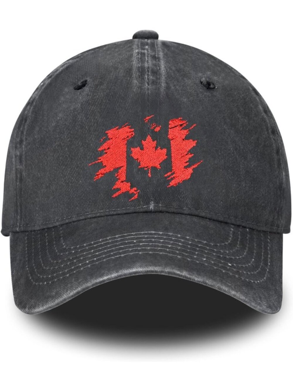 Unisax Black Canada Embroidered Vintage Adjustable Washed Distressed Baseball Ha